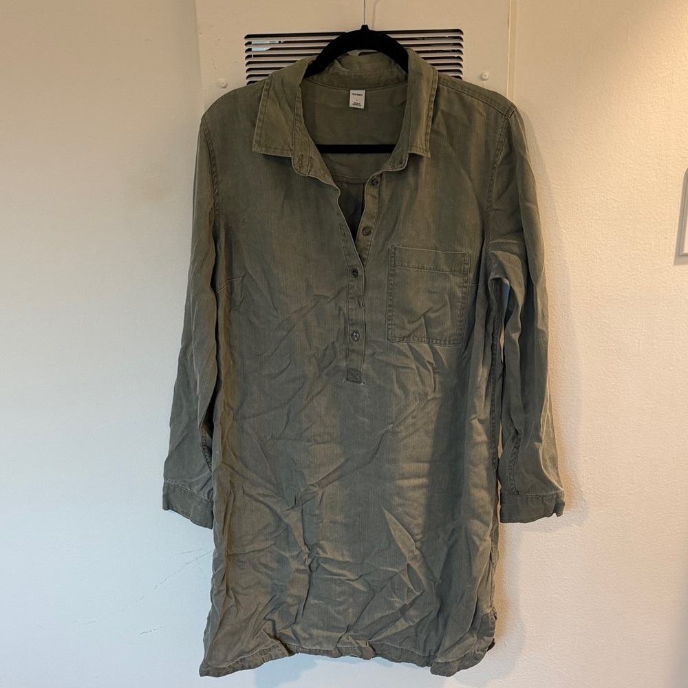Old Navy Olive Green Collared Dress